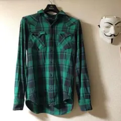 ポロ　ラルフローレン　シャツ　緑　チェック柄　厚手