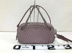 プラダ PRADA ショルダーバッグ ピンク グレー ナイロン ギャラ付き