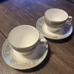 WEDGWOODセージグリーン》ティーカップ＆ソーサー、ケーキプレート 
