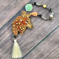 ビーズ刺繍ブローチ＆チャーム♡森のお友達(Wolf)♡ハンドメイド