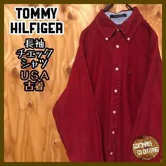 レッド チェック シャツ トミーヒルフィガー USA古着 90s ボタンダウン