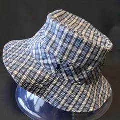 90s美品 POLO SPORT リバーシブル バケットハット L チェック 紺