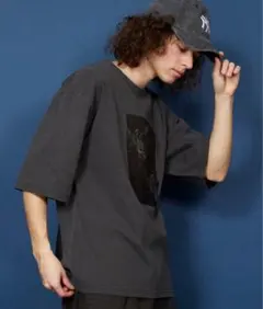 ヴィンテージライク 古着風 綿100％ピグメント加工TプリントTシャツのサムネイル