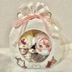 巾着型ぬいポーチ 桃とももんが