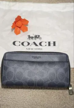 COACH ネイビー 長財布 保存袋付き