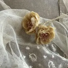 染花布花　一本花　2本セット　フランスアンティークなどお好きな方にも！