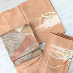 【美品】付け下げ 訪問着 山鳥 刺繍 着物 袷 正絹 身丈148 裄61のサムネイル