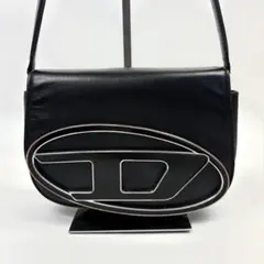 DIESEL ディーゼル　1DR カウレザーショルダーバッグ　M デカロゴ　黒