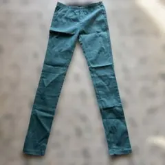 青緑色 スキニーパンツ ゴムウエスト