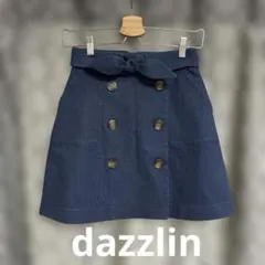 ダズリン　ダークブルー ダブルボタン Aラインミニスカート