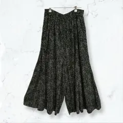 s133 グローバルワーク ワイドパンツ 黒 L アニマル柄 ゆったり 春夏秋