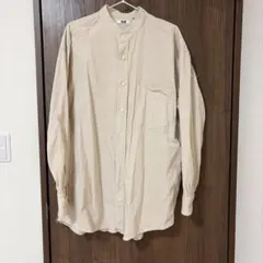UNIQLO U コーデュロイ バンドカラーシャツ ベージュ XL