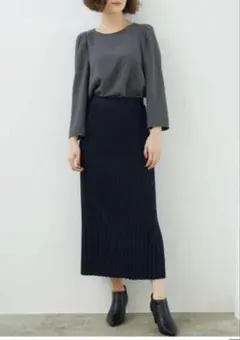 【ロペピクニック】 ストライプニットスカート38ロング リブ カジュアル