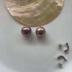 天然淡水パール エジソン アボカド 大粒 天然色 ピアス ハンドメイド 