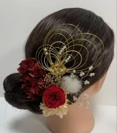 728,成人式　卒業式　水引髪飾り　プリザーブドフラワー