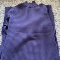 ロングリブニットワンピース 紫