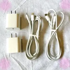 20W PD 急速充電 2個 USB C-C ケーブル 1M/2M 各1本