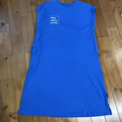 キッズ ノースリーブ ワンピース ブルー ロゴのサムネイル
