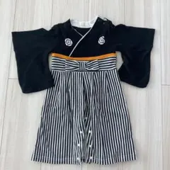【美品】ベビーストライプ和風ドレス袴風80㎝節句こどもの日100日セレモニー正装