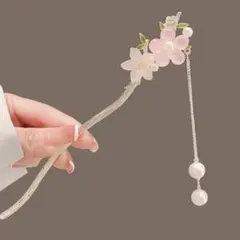 かんざし 髪飾り 花 パール 揺れる 2本セット