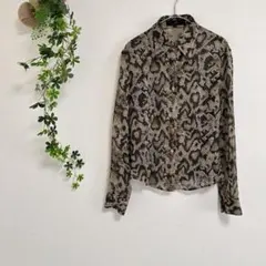 ［J&R］パイソン柄長袖シャツ（M）ブラウス　日本製　インナー付き2点セットのサムネイル
