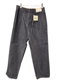新品】ユニクロC タックストレートパンツ/デニム ネイビー W79cm