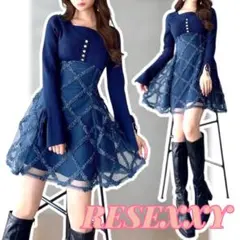 新品 RESEXXY Aライン ニット ワンピース フレア レース