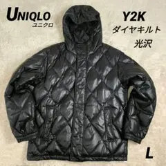 ユニクロ 00s y2k old UNIQLO ダイヤキルト フード ダウン