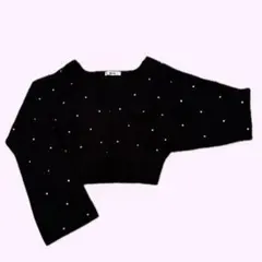 NICE CLAMP 黒 ビジュー装飾 カーディガン