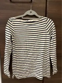UNIQLO ボーダー 長袖カットソー ホワイト×ブラック S