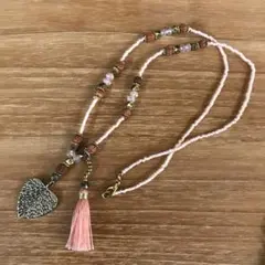 在庫処分セール アジアン エスニック ネックレス ビーズ フリンジリーフN-61