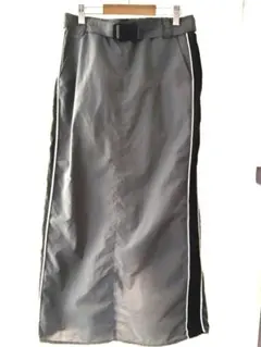 しまむら　Linoluce グレーサイドラインタイトロングスカート　Mサイズ