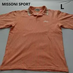 MISSONI SPORT オレンジ ストライプ ポロシャツ Lのサムネイル