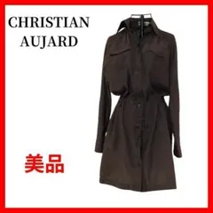 シャツワンピース カーキ ブラウン 長袖 ミリタリー ウエストマーク B025