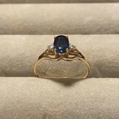 14K イエローゴールド サファイア・ダイヤモンド リングのサムネイル