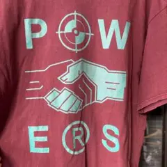 powers supply ハンドシェイクデザイン Tシャツ バーガンディ