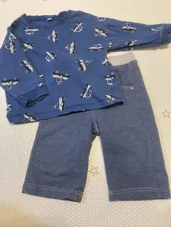 パトカー柄 ロンTシャツとデニム風パンツ セット　90 長袖