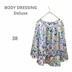 【ボディドレッシングデラックス】シフォン長袖ブラウス 花柄 ピンク 総柄 M