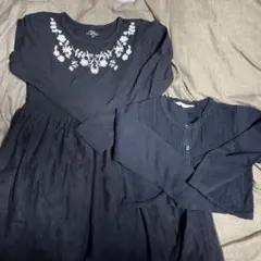 黒色の子供用カーディガン&長袖ワンピース