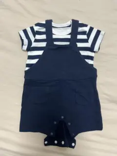 UNIQLO ネイビーオーバーオール 70cm ストライプ