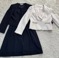東京ソワール フォーマル3点セット ワンピース＋ネイビー＆ホワイト系ジャケット