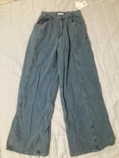 新品タグ付きレプシィムカラーワイドデニム　L