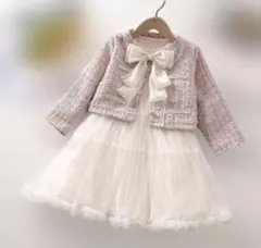 キッズ入学式スーツ2点セット120保育園フォーマル卒園式ツイード女の子ピンク子供