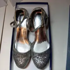 キッズ フォーマルシューズ シルバー グリッター