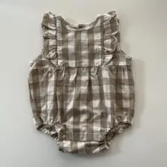ペアマノン　ギンガムチェックロンパース　80センチ