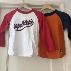 GAP kids 七分袖ロンT Tシャツ 2枚セット　ロゴ　赤　白　オレンジ　紺