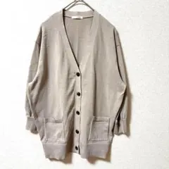 シネマクラブ　カーディガン　M ベージュ　Vネック　ポケット　重ね着　春　七分袖