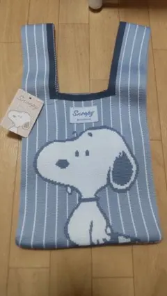 ★スヌーピー ニットミニトート ブルー 新品★