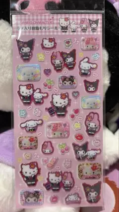 【正規品】　ラメ入り樹脂もりシール　サンリオ　キティ　クロミ　平成コギャル