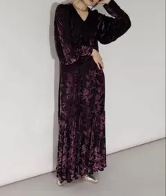 Ezick opal velours dress フラワーベロアドレス